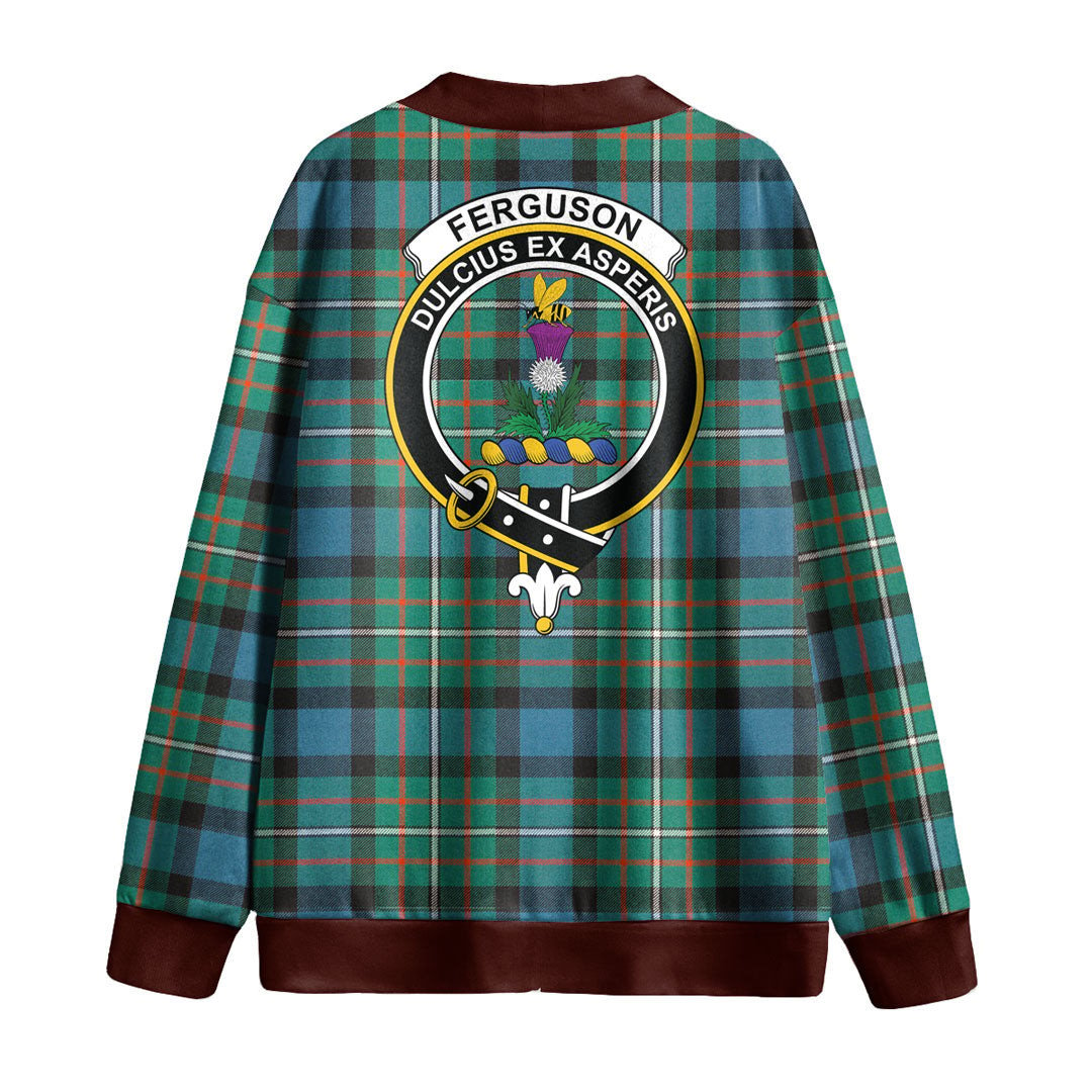 FERGUSON ANCIENT Tartan Crest Knitted Fleece Cardigan