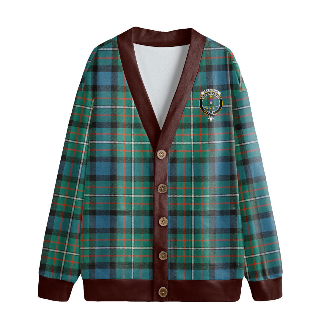 FERGUSON ANCIENT Tartan Crest Knitted Fleece Cardigan