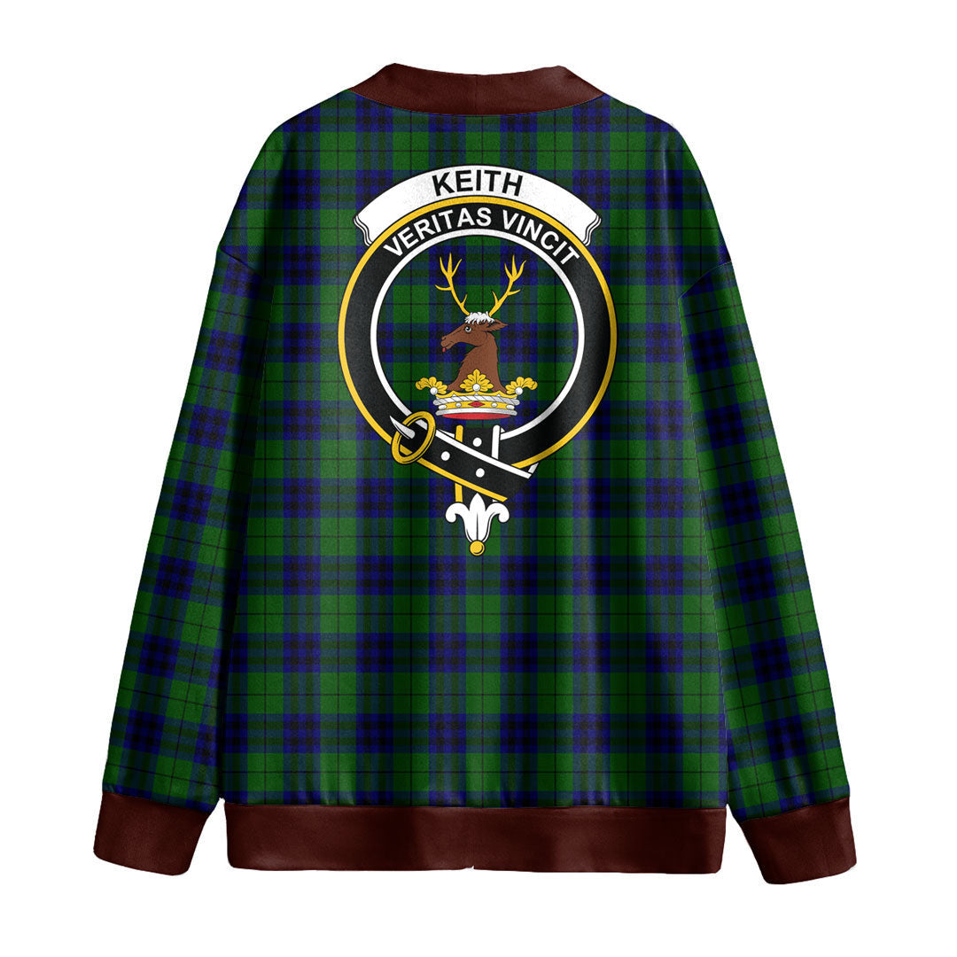 Keith Modern Tartan Crest Knitted Fleece Cardigan