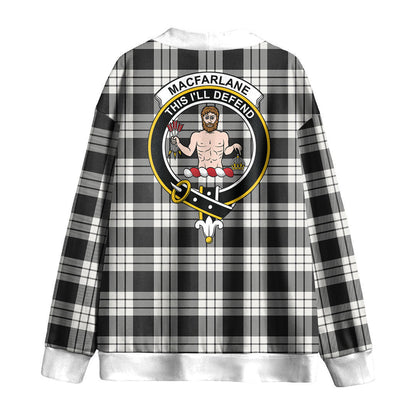 MacFarlane Black White Ancient Tartan Crest Knitted Fleece Cardigan