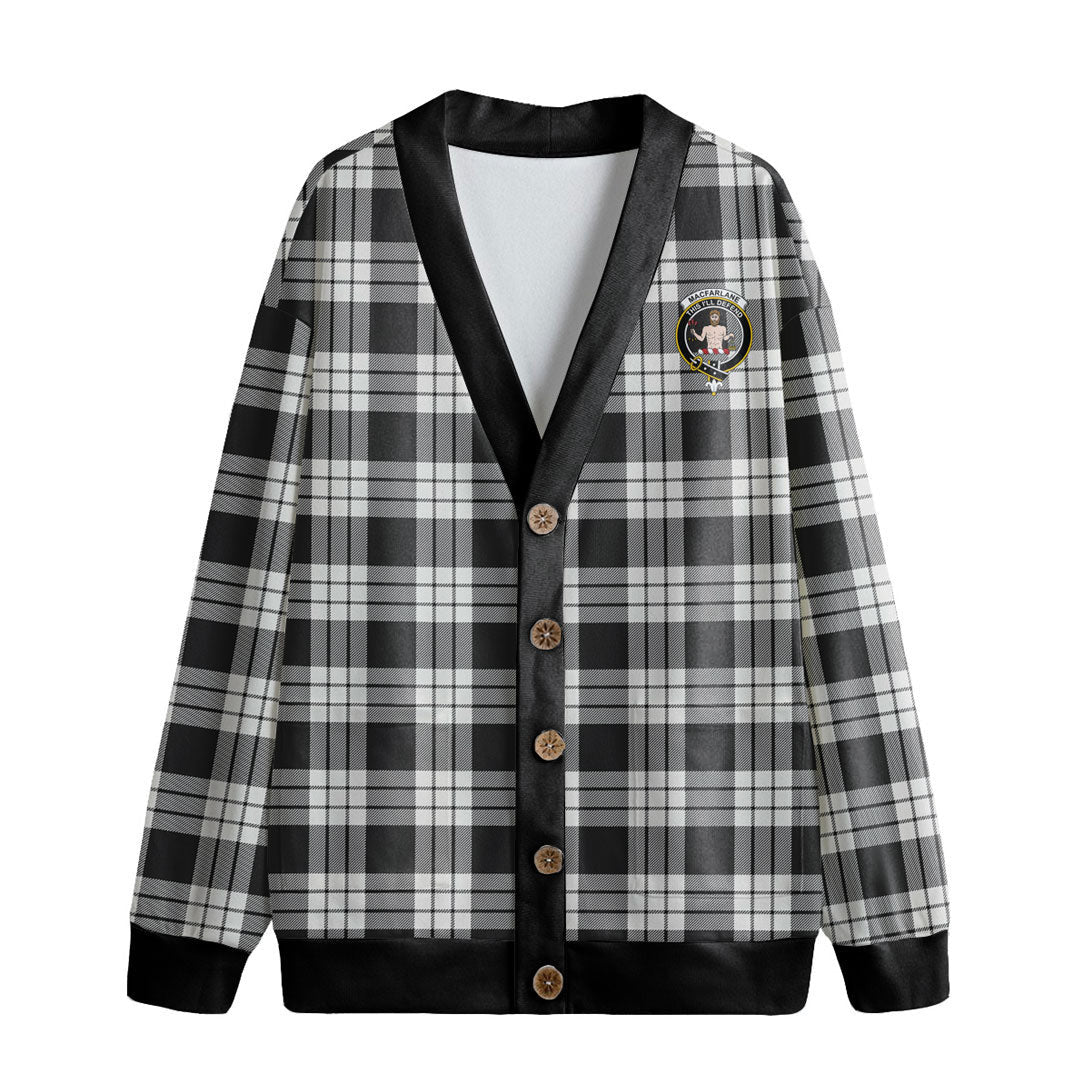 MacFarlane Black White Ancient Tartan Crest Knitted Fleece Cardigan