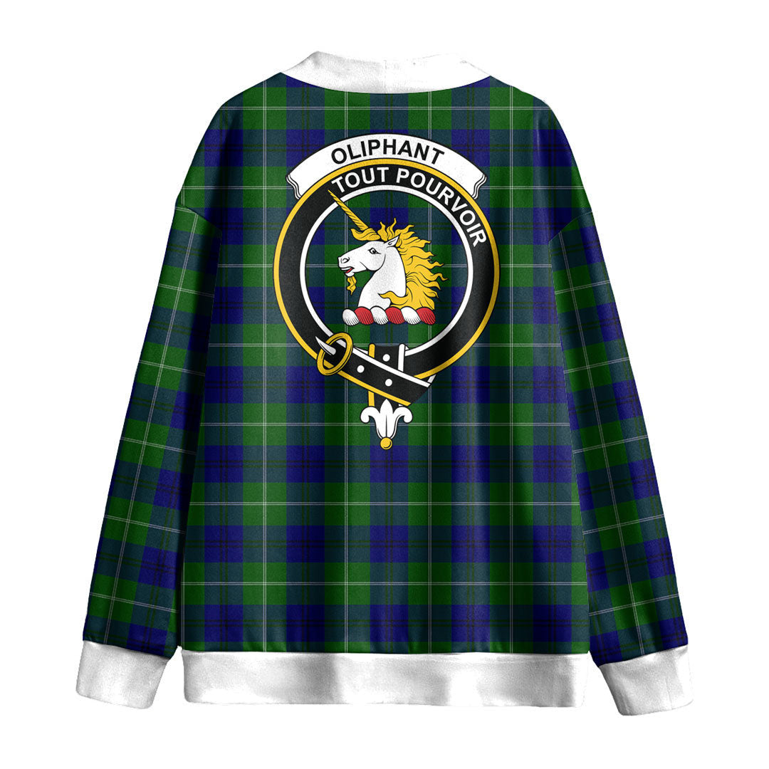 Oliphant Modern Tartan Crest Knitted Fleece Cardigan