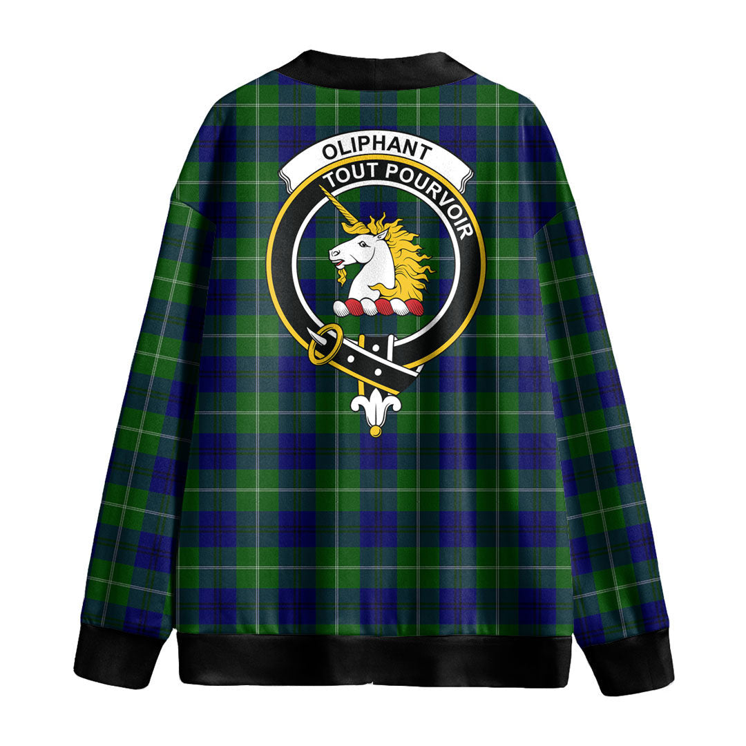 Oliphant Modern Tartan Crest Knitted Fleece Cardigan