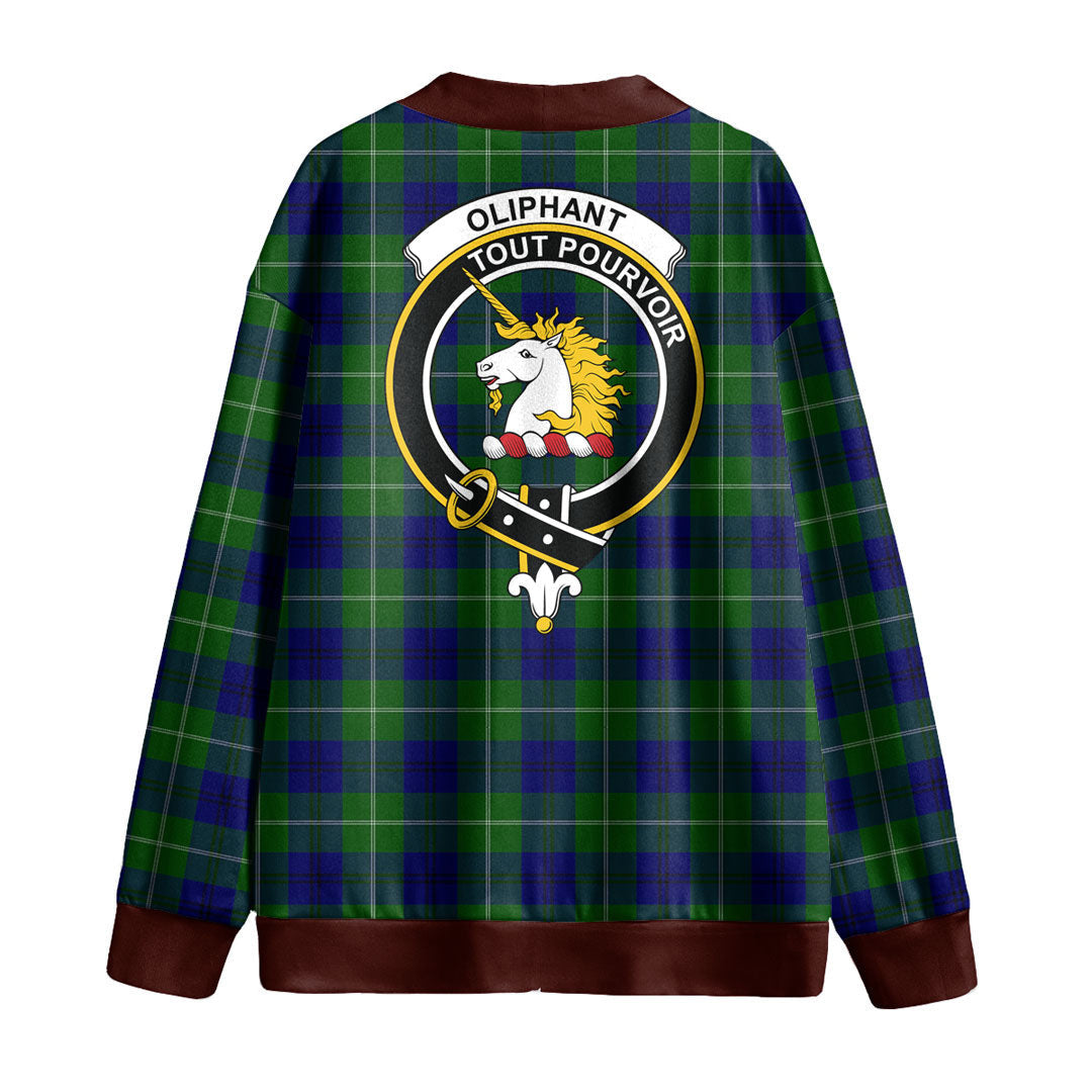 Oliphant Modern Tartan Crest Knitted Fleece Cardigan