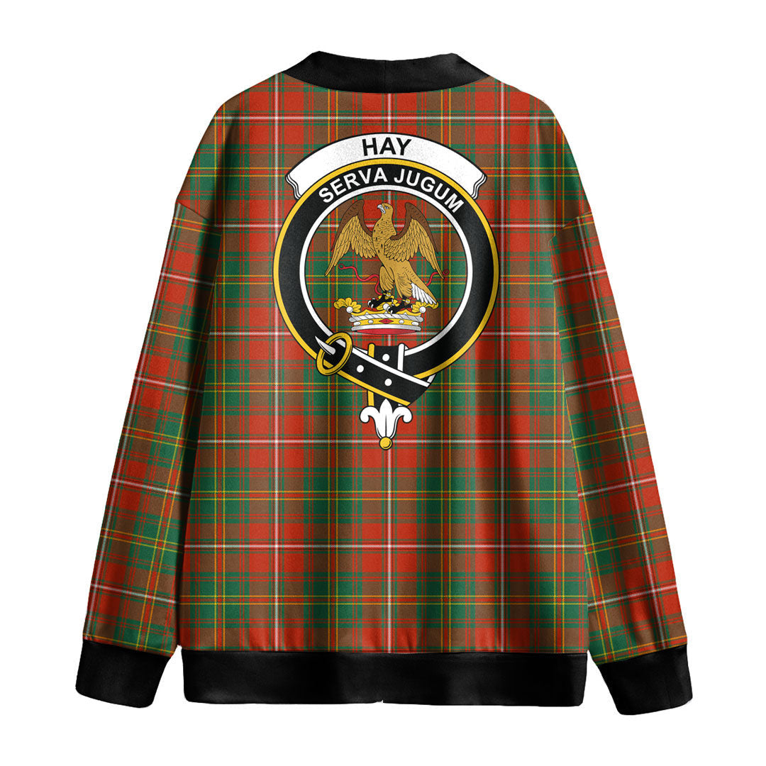 Hay Ancient Tartan Crest Knitted Fleece Cardigan