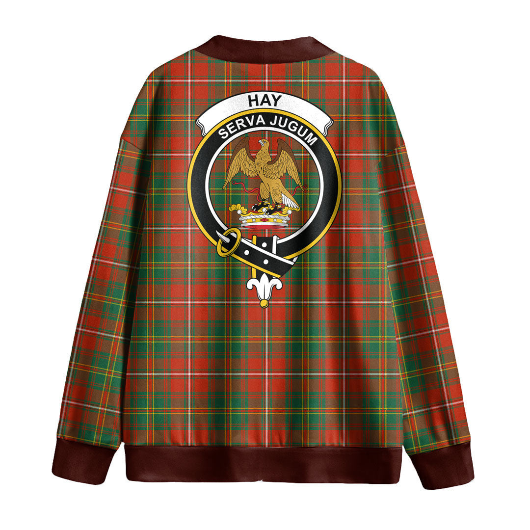 Hay Ancient Tartan Crest Knitted Fleece Cardigan