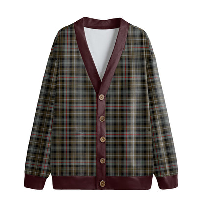 MacKenzie Weathered Tartan Plaid Knitted Fleece Cardigan