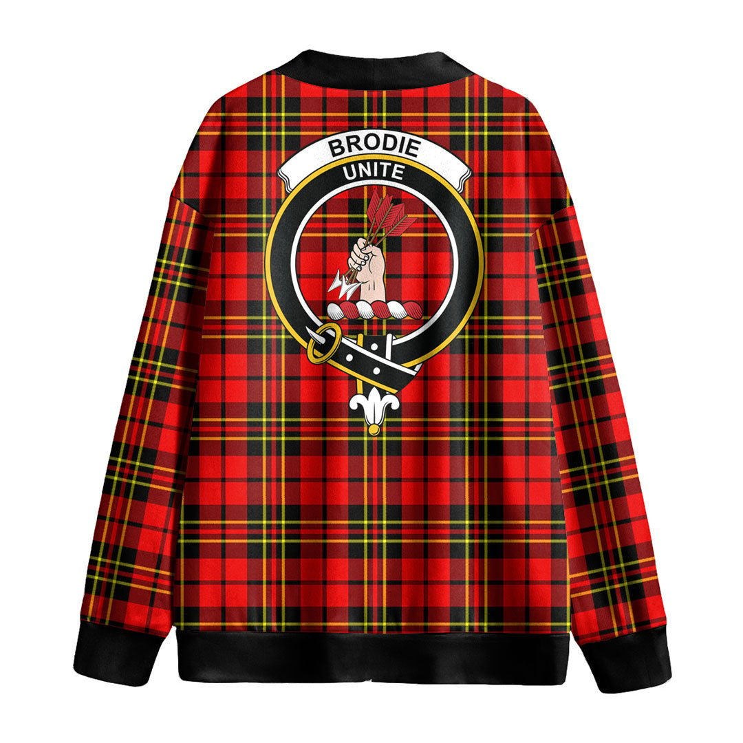 Brodie Modern Tartan Crest Knitted Fleece Cardigan