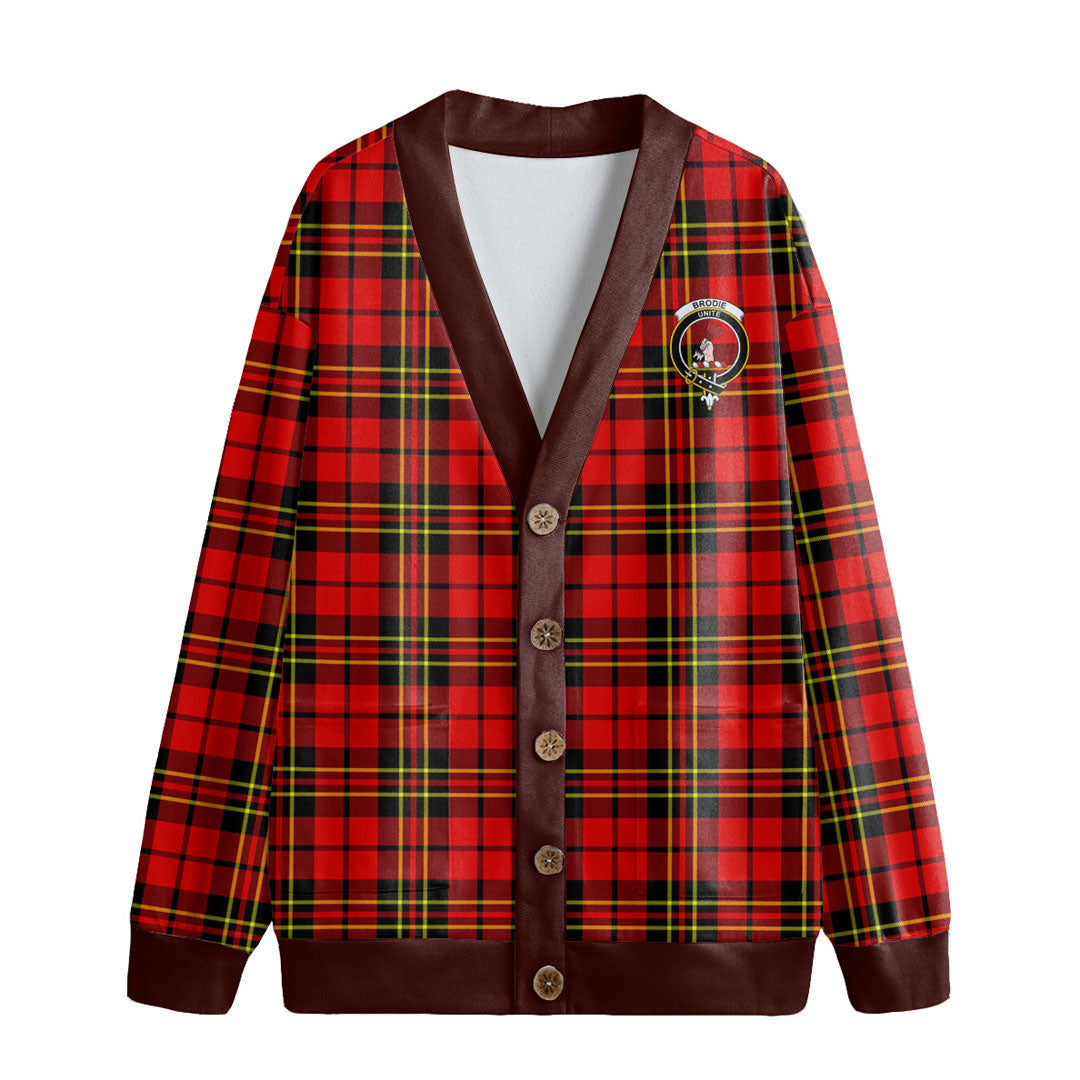 Brodie Modern Tartan Crest Knitted Fleece Cardigan