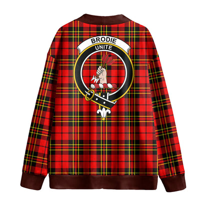 Brodie Modern Tartan Crest Knitted Fleece Cardigan