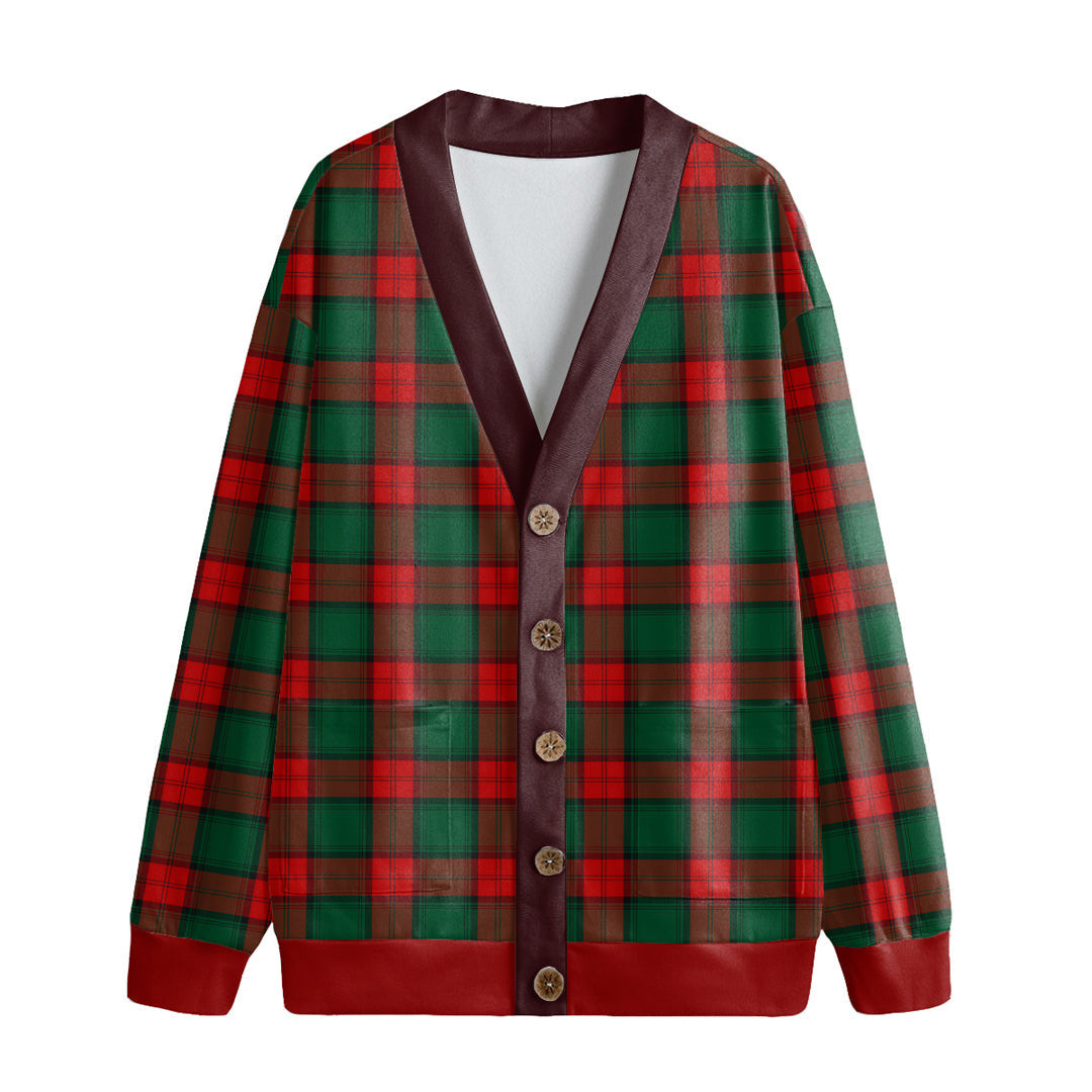 Stewart Atholl Modern Tartan Plaid Knitted Fleece Cardigan