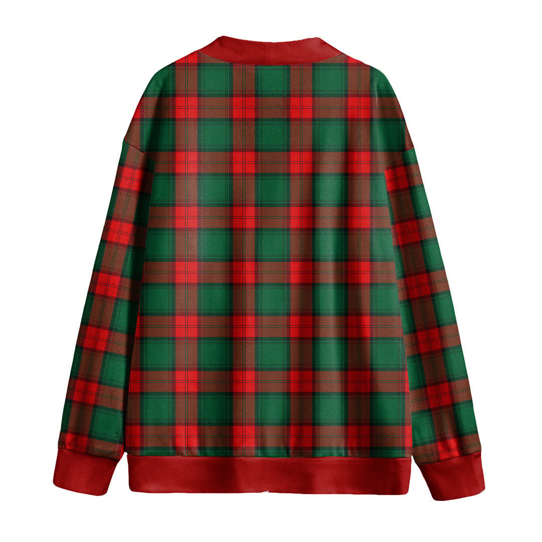 Stewart Atholl Modern Tartan Plaid Knitted Fleece Cardigan