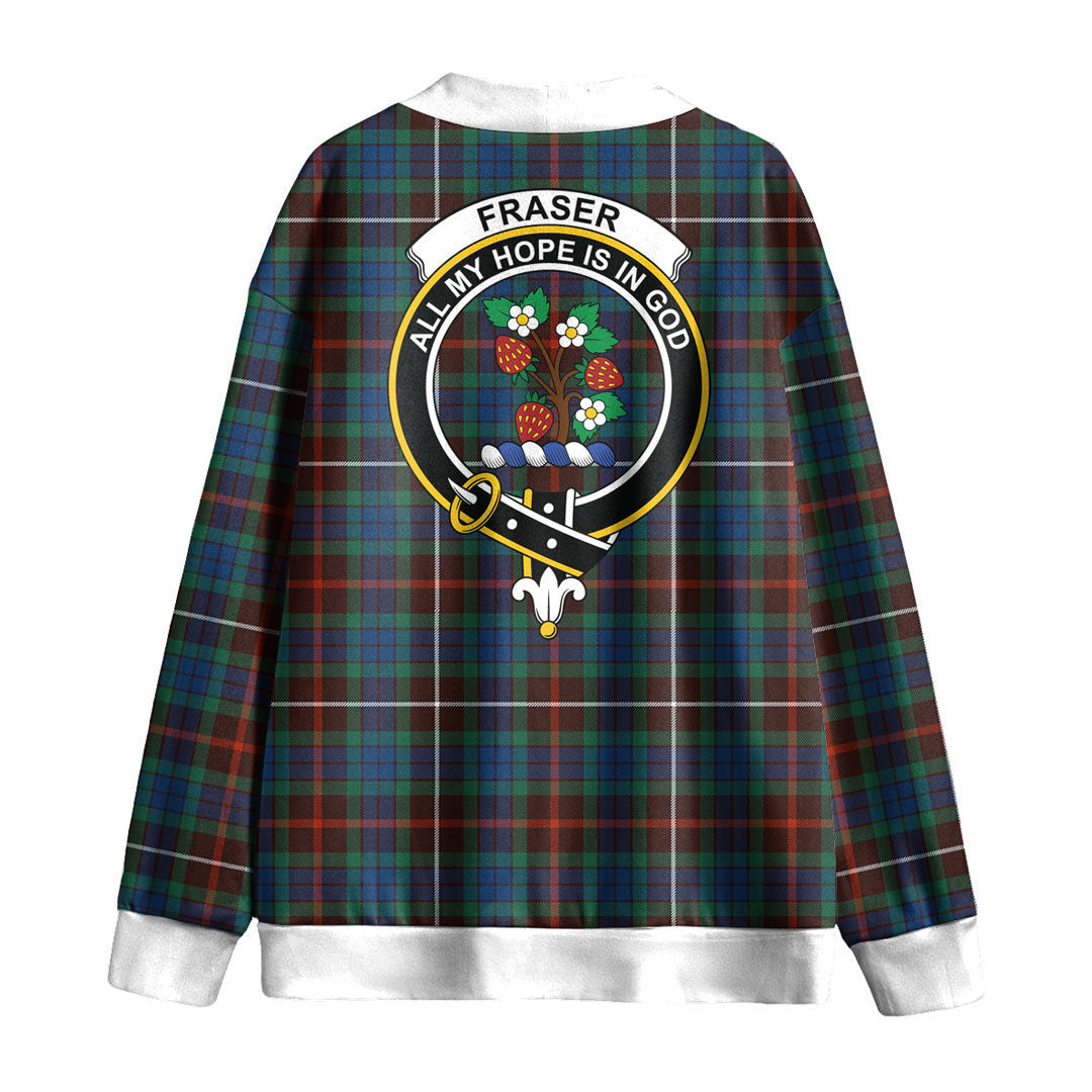 Fraser Hunting Ancient Tartan Crest Knitted Fleece Cardigan