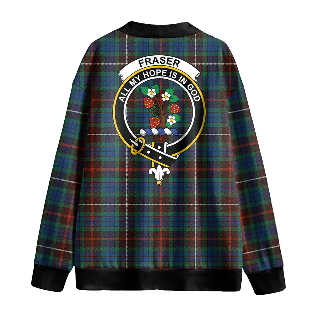 Fraser Hunting Ancient Tartan Crest Knitted Fleece Cardigan