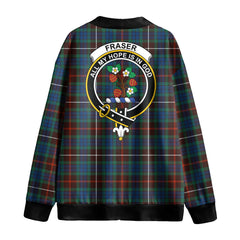 Fraser Hunting Ancient Tartan Crest Knitted Fleece Cardigan