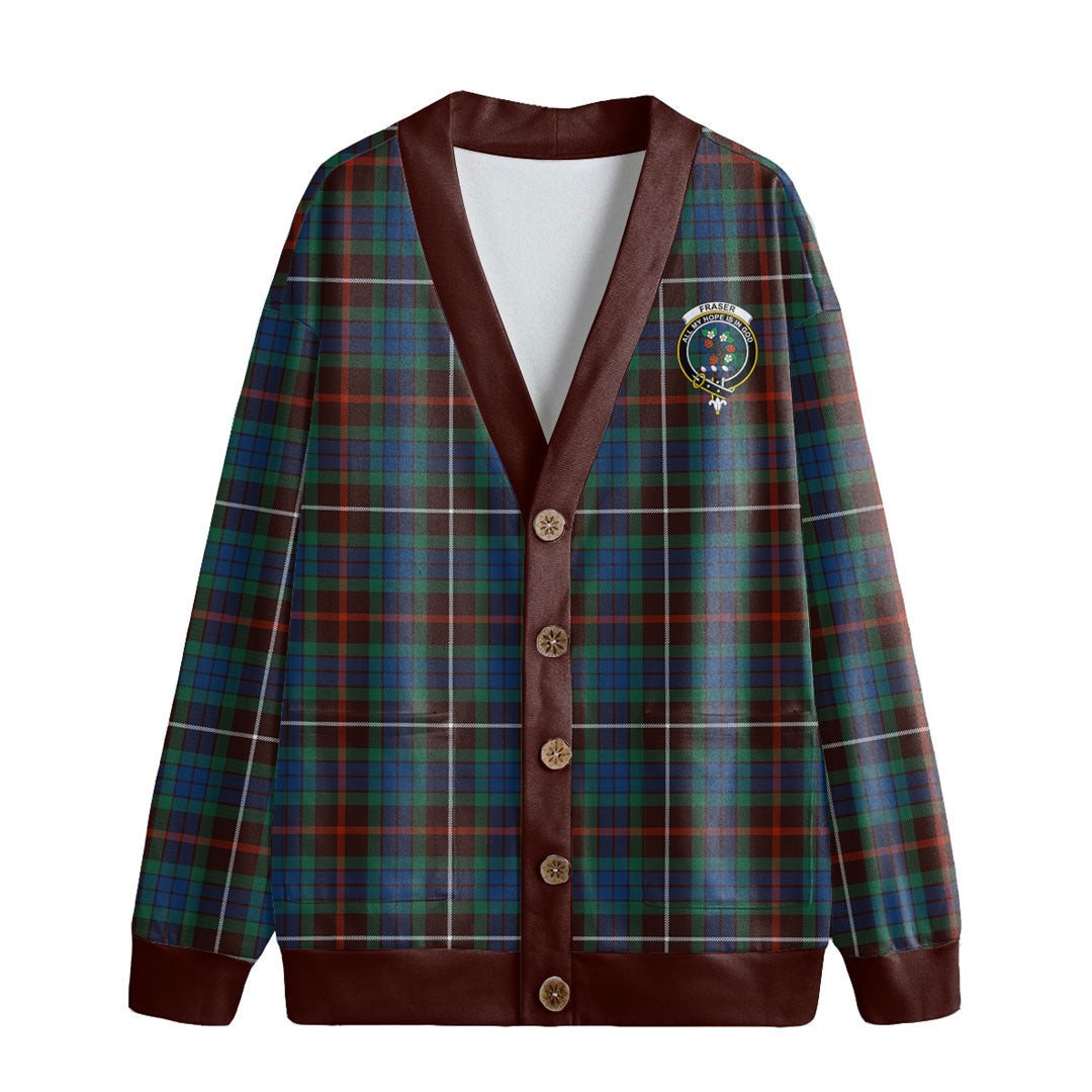 Fraser Hunting Ancient Tartan Crest Knitted Fleece Cardigan