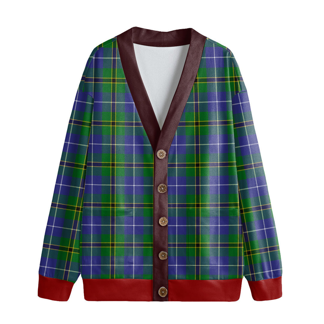 Turnbull Hunting Tartan Plaid Knitted Fleece Cardigan