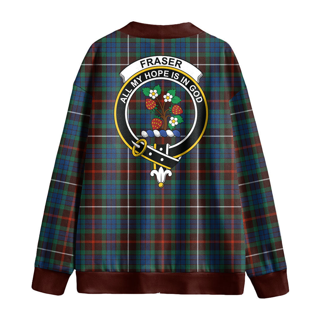 Fraser Hunting Ancient Tartan Crest Knitted Fleece Cardigan