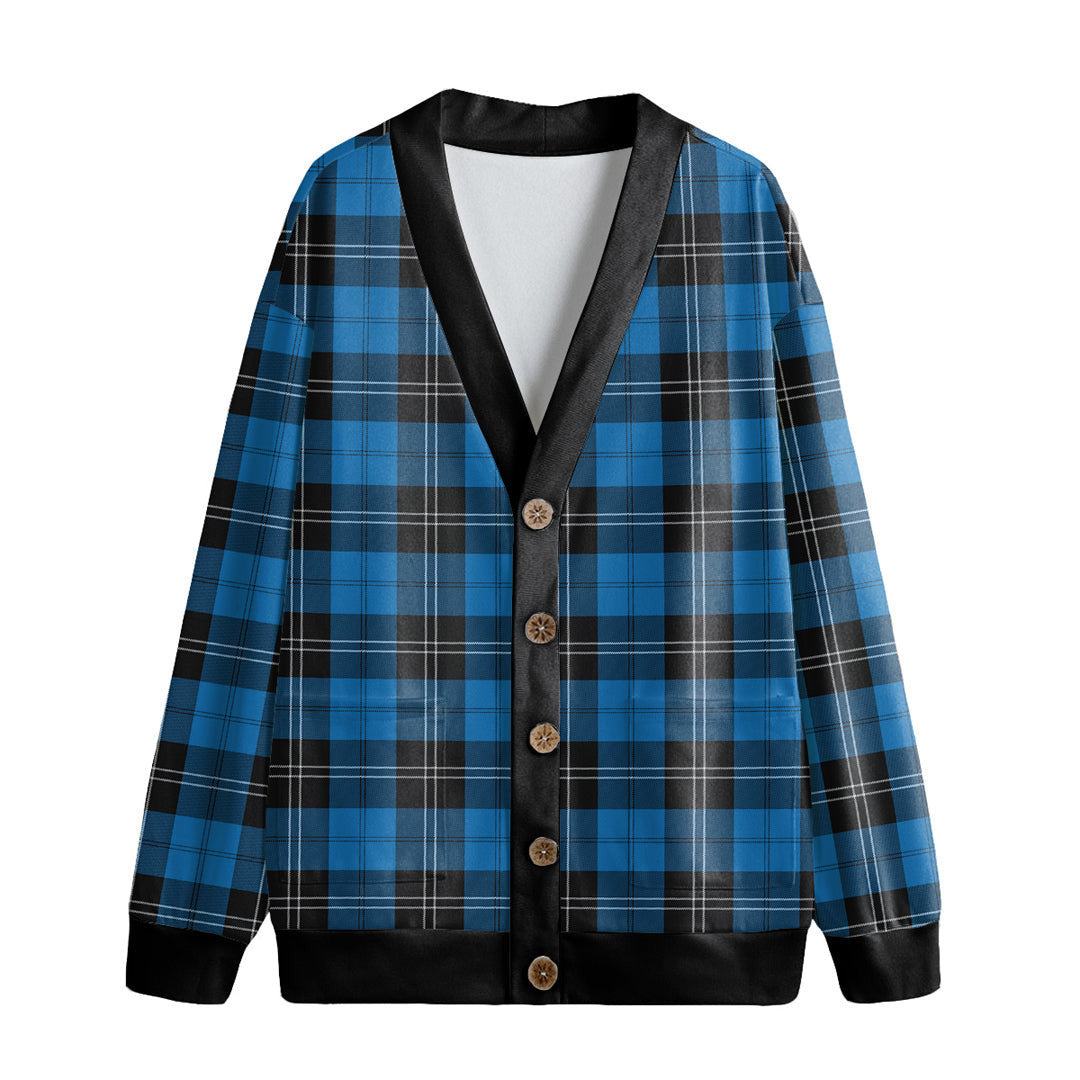 Ramsay Blue Ancient Tartan Plaid Knitted Fleece Cardigan