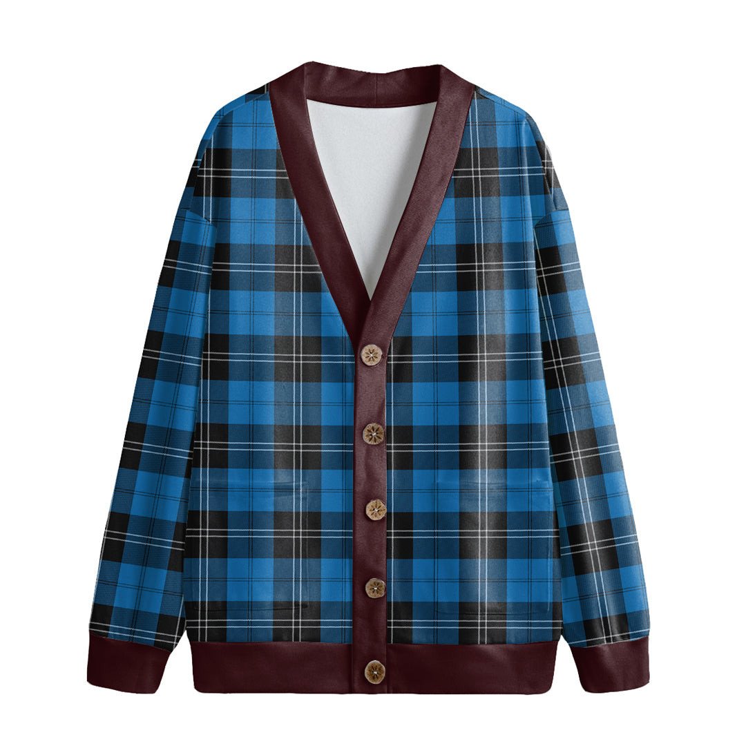 Ramsay Blue Ancient Tartan Plaid Knitted Fleece Cardigan