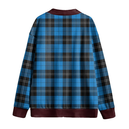 Ramsay Blue Ancient Tartan Plaid Knitted Fleece Cardigan