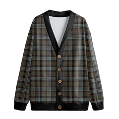 Stewart Old Weathered Tartan Plaid Knitted Fleece Cardigan