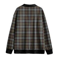 Stewart Old Weathered Tartan Plaid Knitted Fleece Cardigan