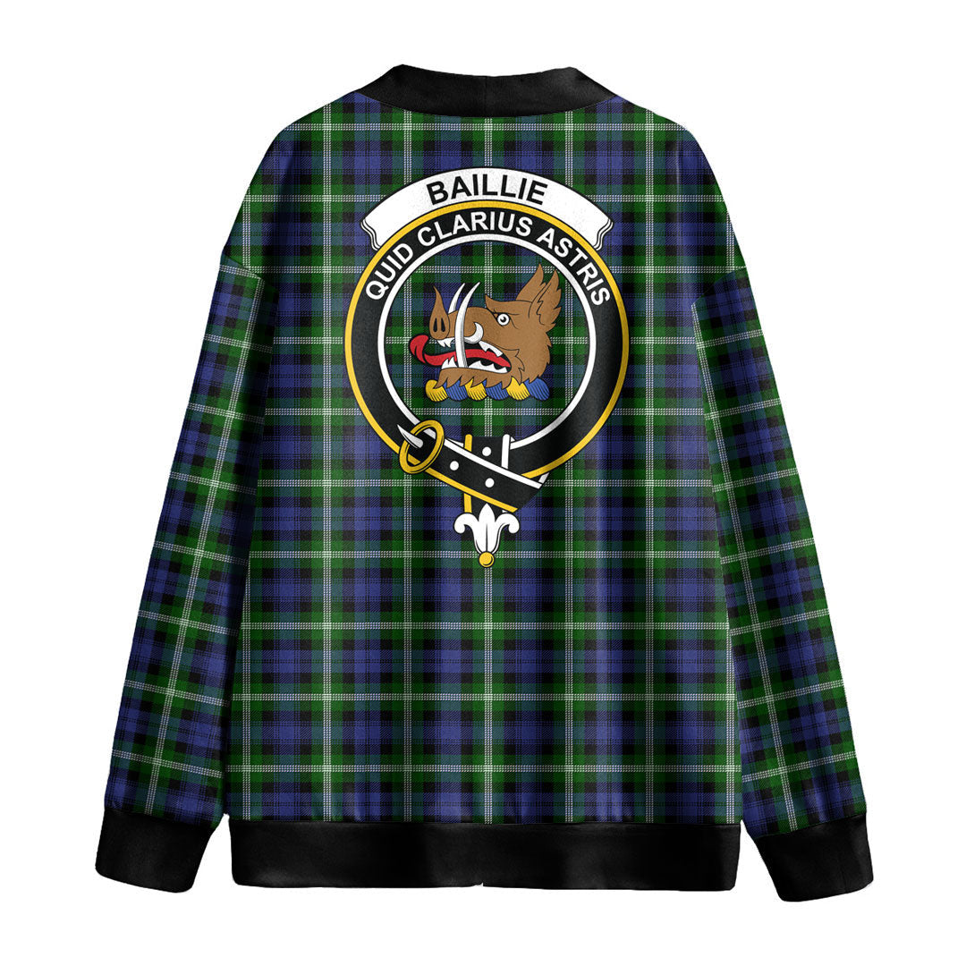 Baillie Modern Tartan Crest Knitted Fleece Cardigan