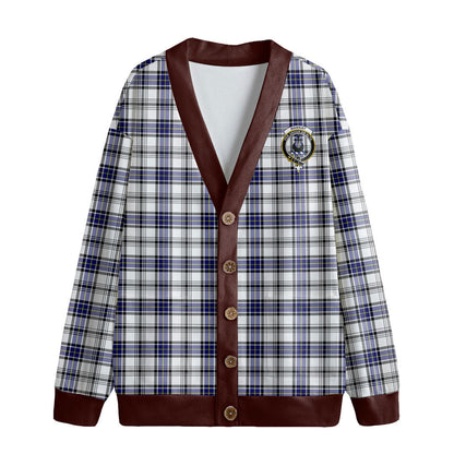 Hannay Modern Tartan Crest Knitted Fleece Cardigan