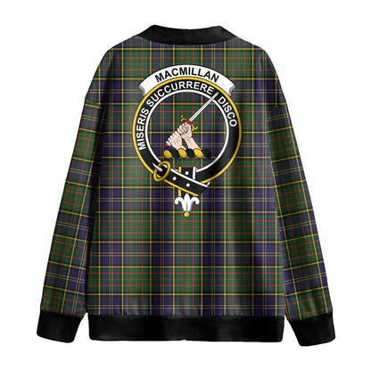 MacMillan Hunting Modern Tartan Crest Knitted Fleece Cardigan