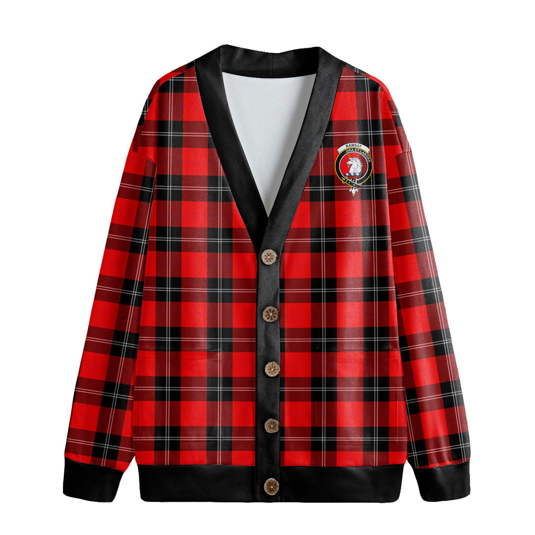 Ramsay Modern Tartan Crest Knitted Fleece Cardigan