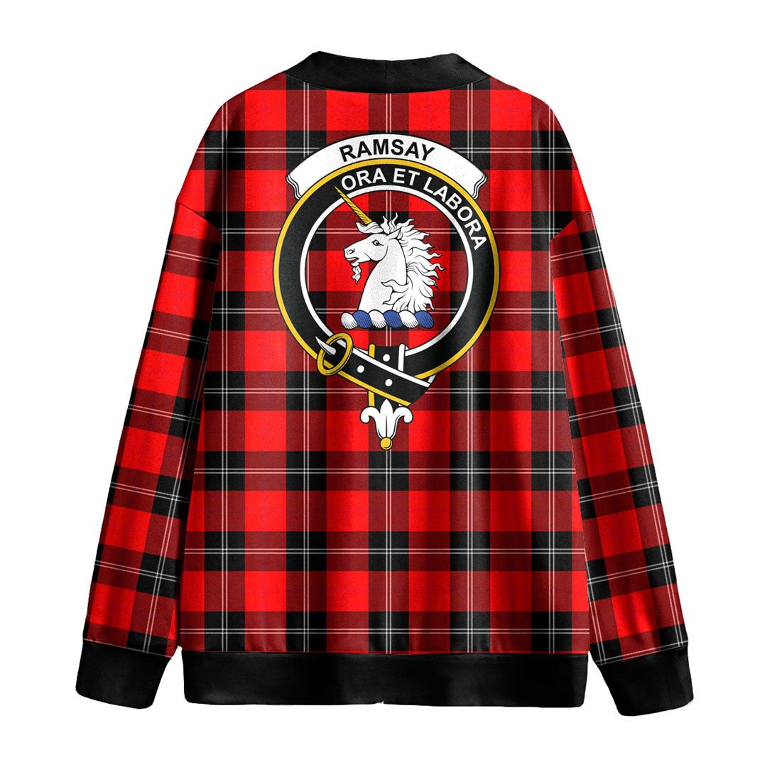 Ramsay Modern Tartan Crest Knitted Fleece Cardigan