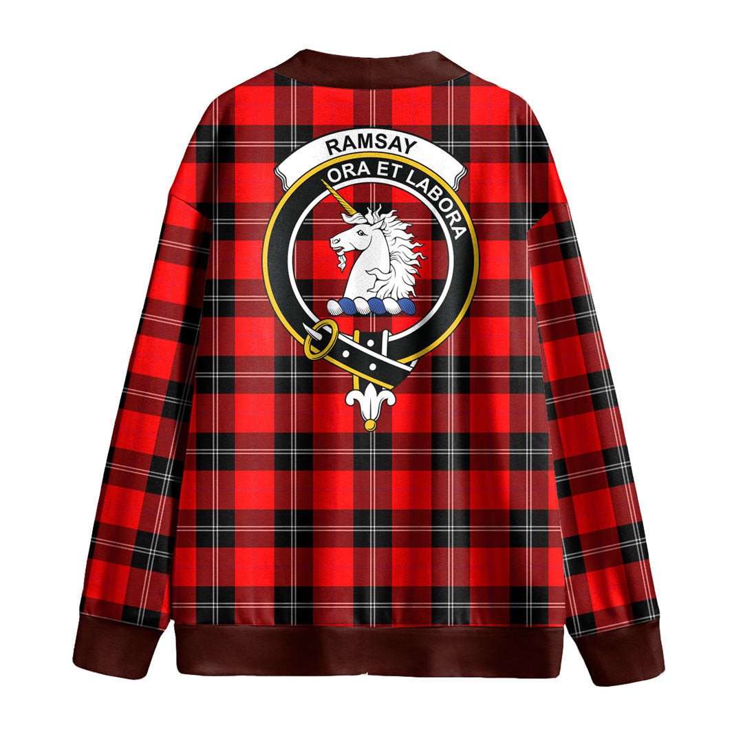 Ramsay Modern Tartan Crest Knitted Fleece Cardigan