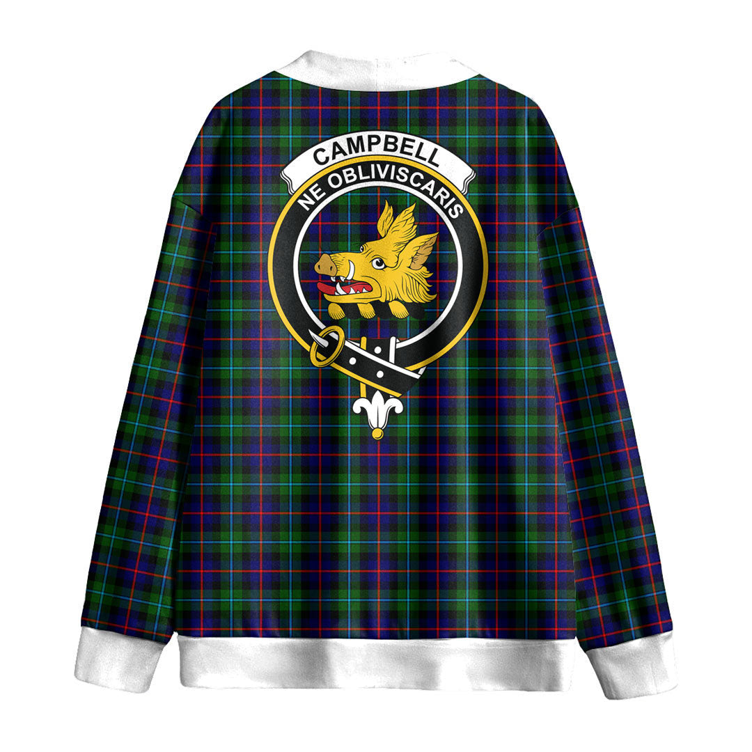 Campbell of Cawdor Modern Tartan Crest Knitted Fleece Cardigan