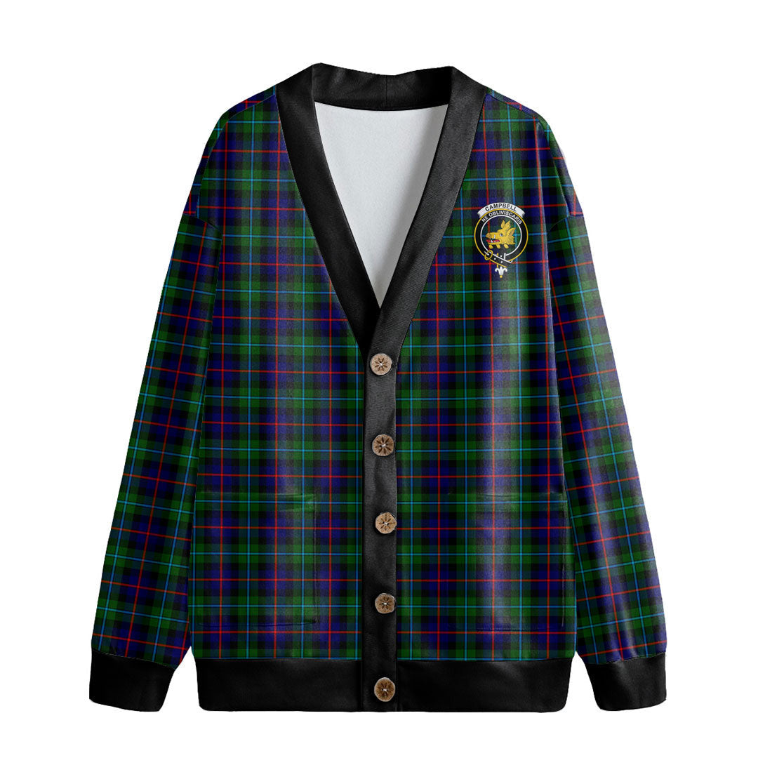 Campbell of Cawdor Modern Tartan Crest Knitted Fleece Cardigan