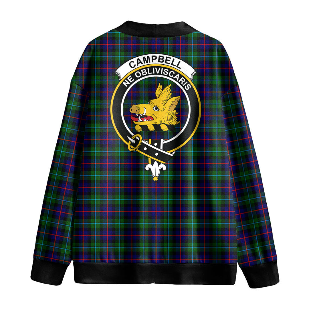 Campbell of Cawdor Modern Tartan Crest Knitted Fleece Cardigan