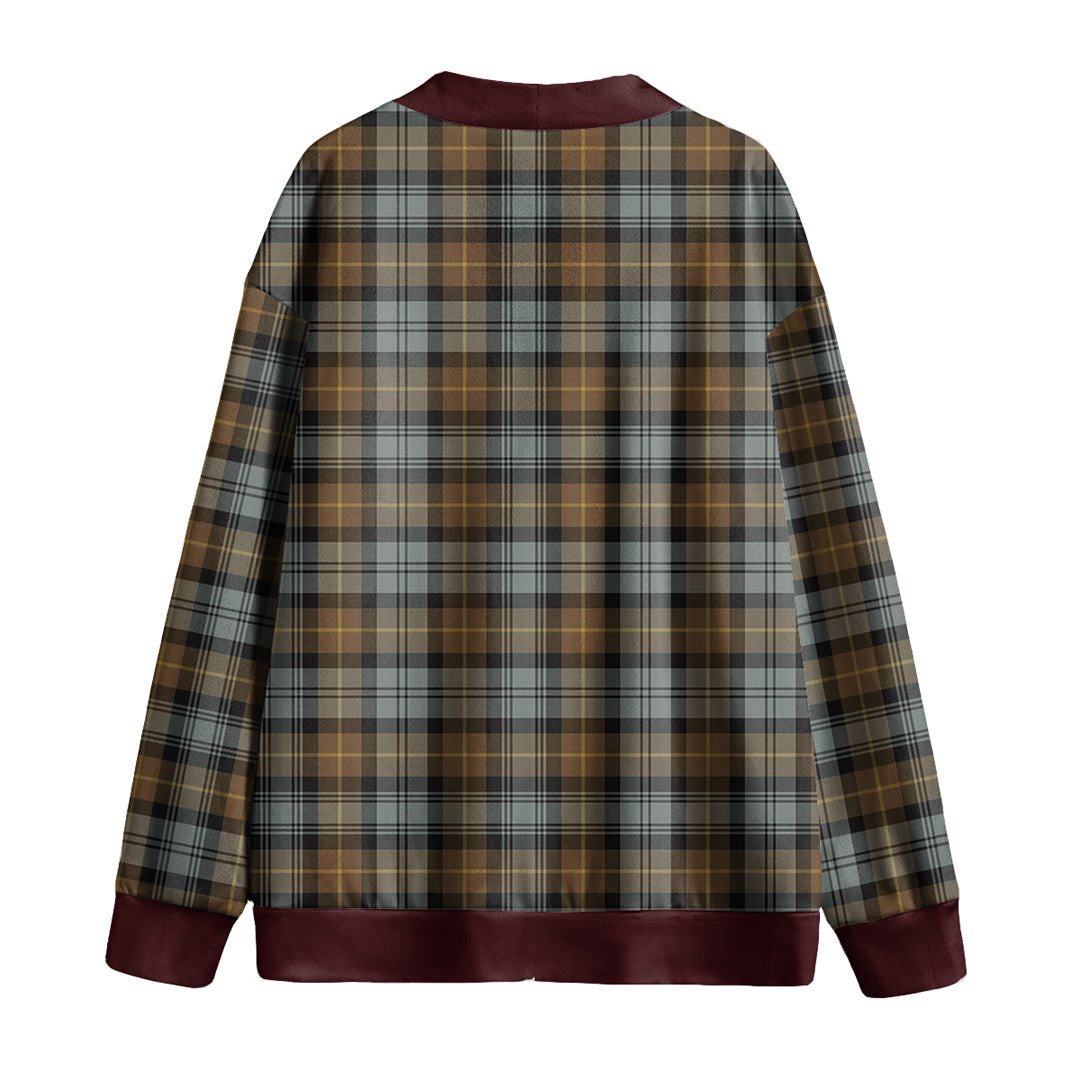 Gordon Weathered Tartan Plaid Knitted Fleece Cardigan