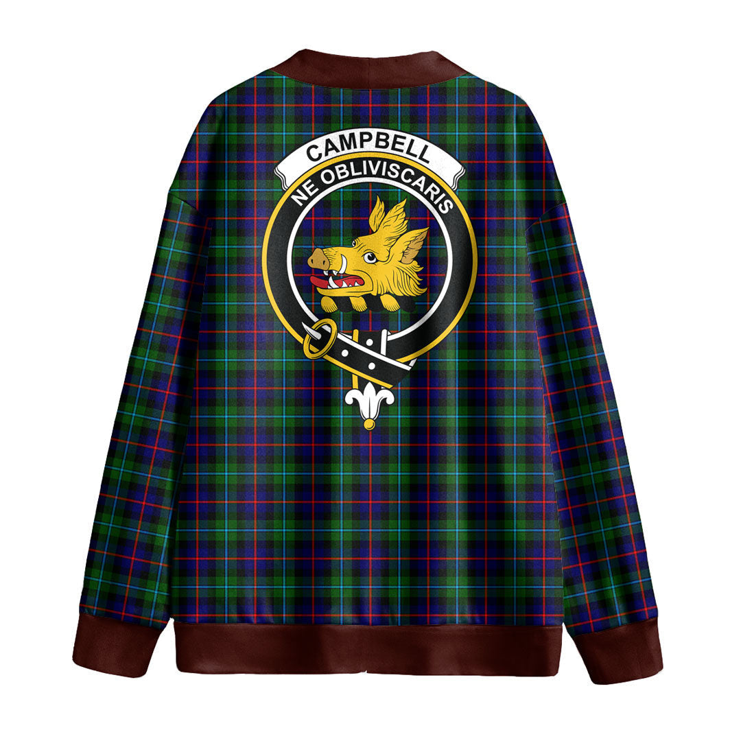 Campbell of Cawdor Modern Tartan Crest Knitted Fleece Cardigan