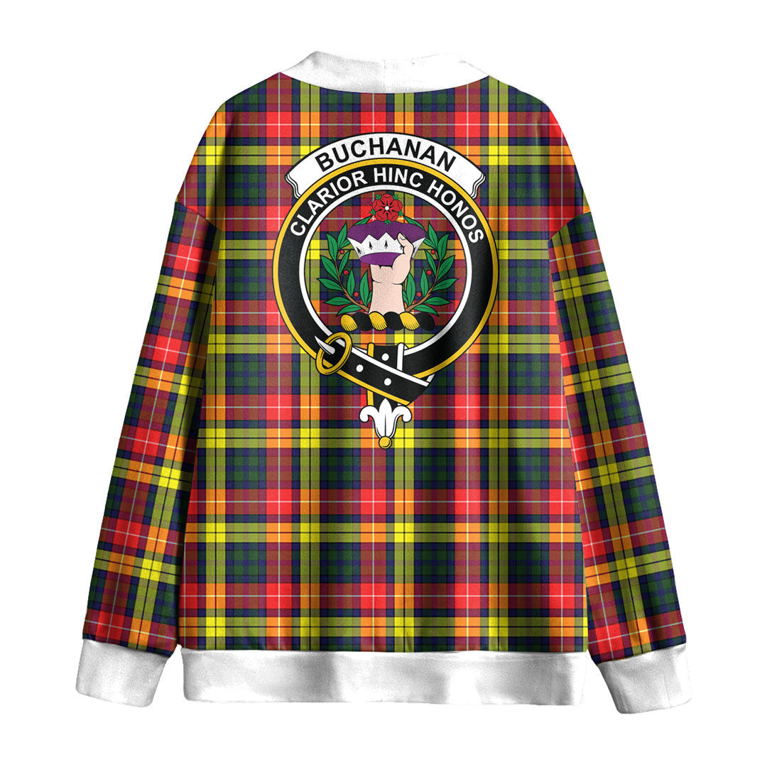 Buchanan Modern Tartan Crest Knitted Fleece Cardigan