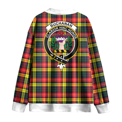 Buchanan Modern Tartan Crest Knitted Fleece Cardigan