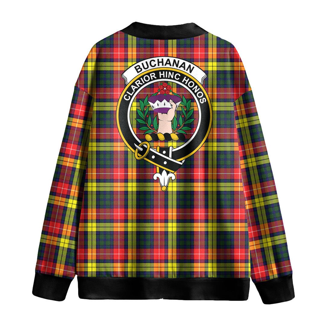 Buchanan Modern Tartan Crest Knitted Fleece Cardigan