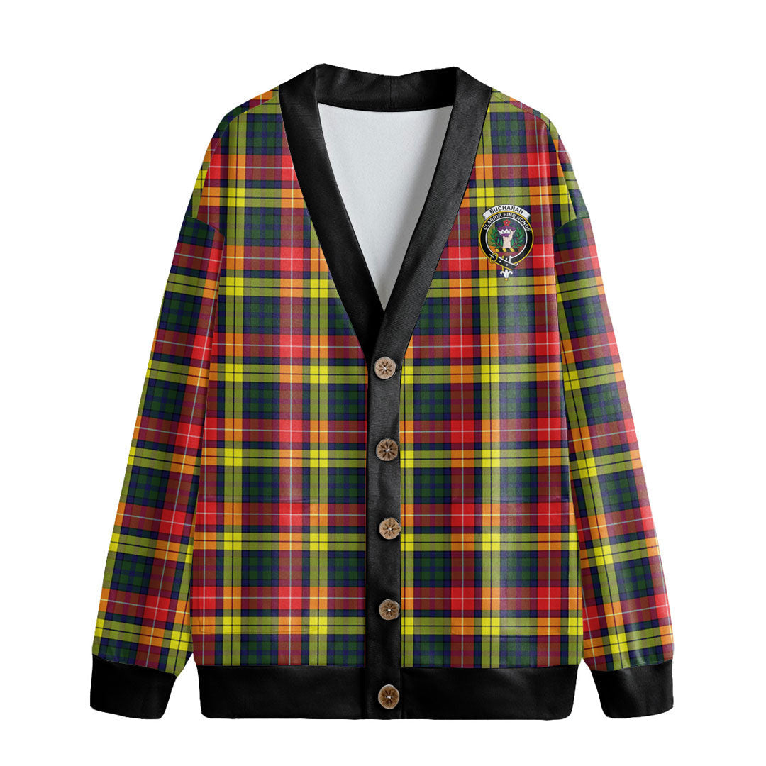 Buchanan Modern Tartan Crest Knitted Fleece Cardigan