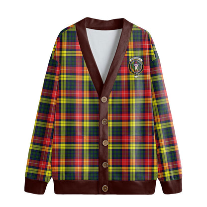 Buchanan Modern Tartan Crest Knitted Fleece Cardigan