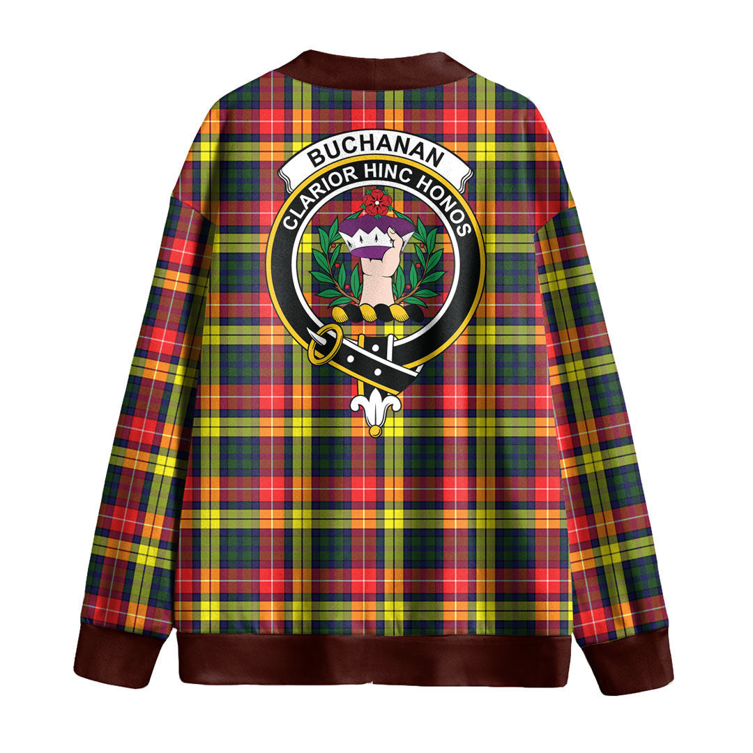 Buchanan Modern Tartan Crest Knitted Fleece Cardigan