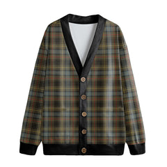 Stewart Hunting Weathered Tartan Plaid Knitted Fleece Cardigan