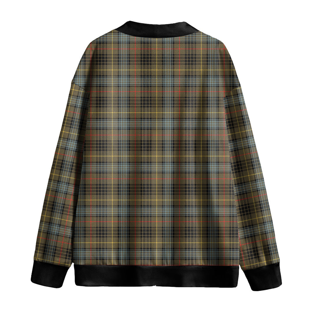 Stewart Hunting Weathered Tartan Plaid Knitted Fleece Cardigan