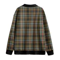 Stewart Hunting Weathered Tartan Plaid Knitted Fleece Cardigan