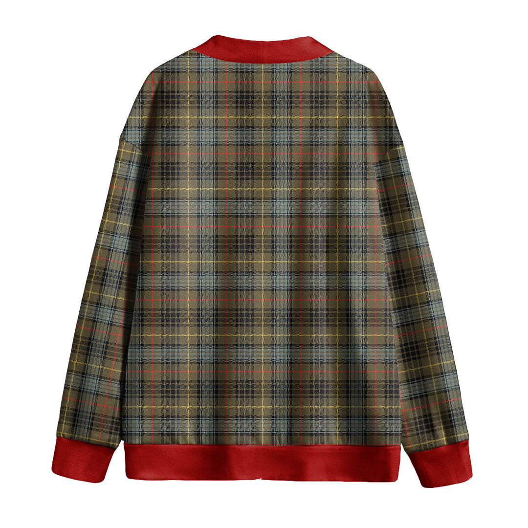 Stewart Hunting Weathered Tartan Plaid Knitted Fleece Cardigan