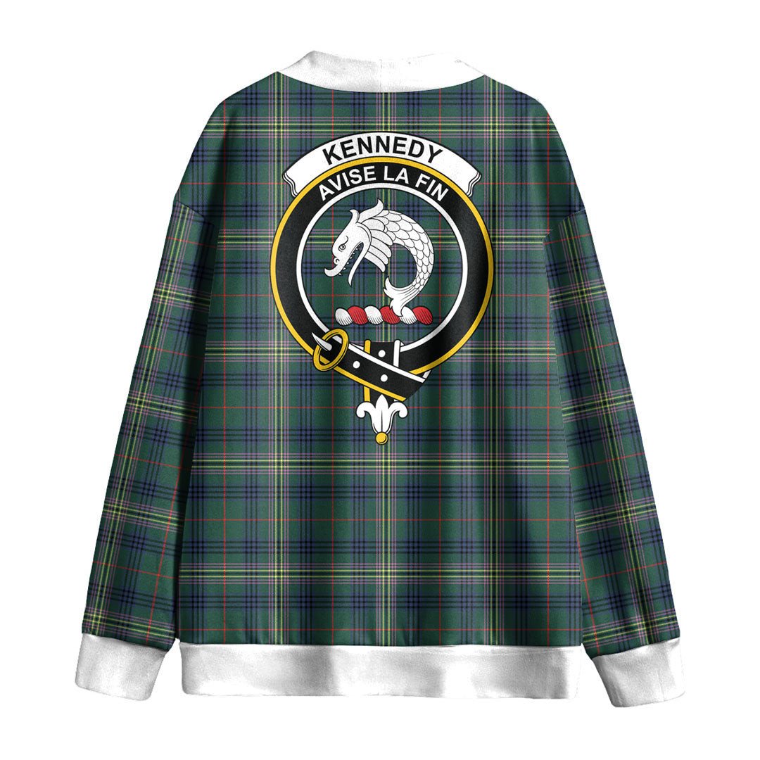 Kennedy Modern Tartan Crest Knitted Fleece Cardigan