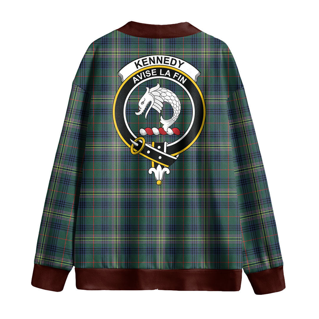 Kennedy Modern Tartan Crest Knitted Fleece Cardigan